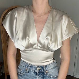 Zara Silky Open Front & Back Top